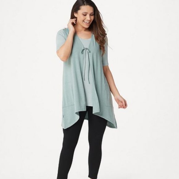 LOGO By Lori Goldstein Jersey Vest & Top Twin Set - Picture 4 of 5